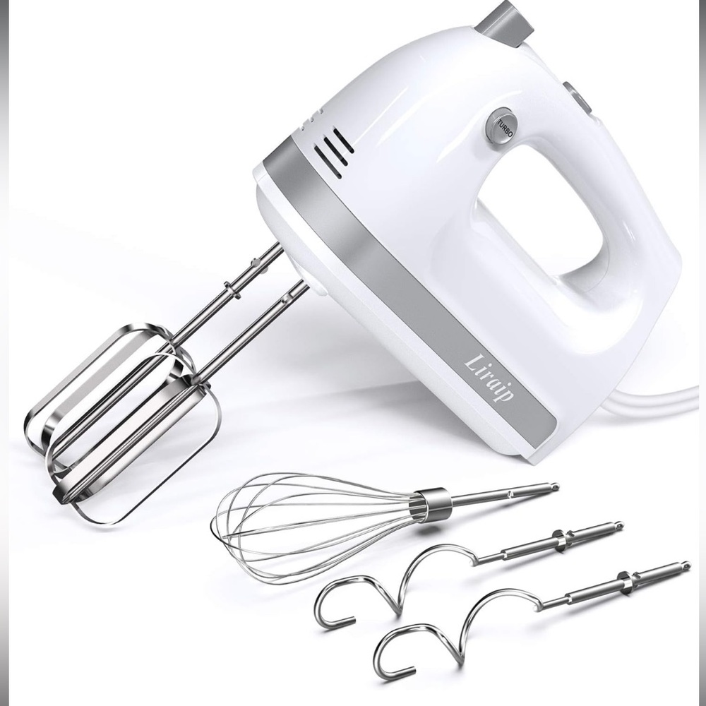 Liraip Electric Hand Mixer 5 Speed 400W Turbo with 5 Stainless Steel Accessories